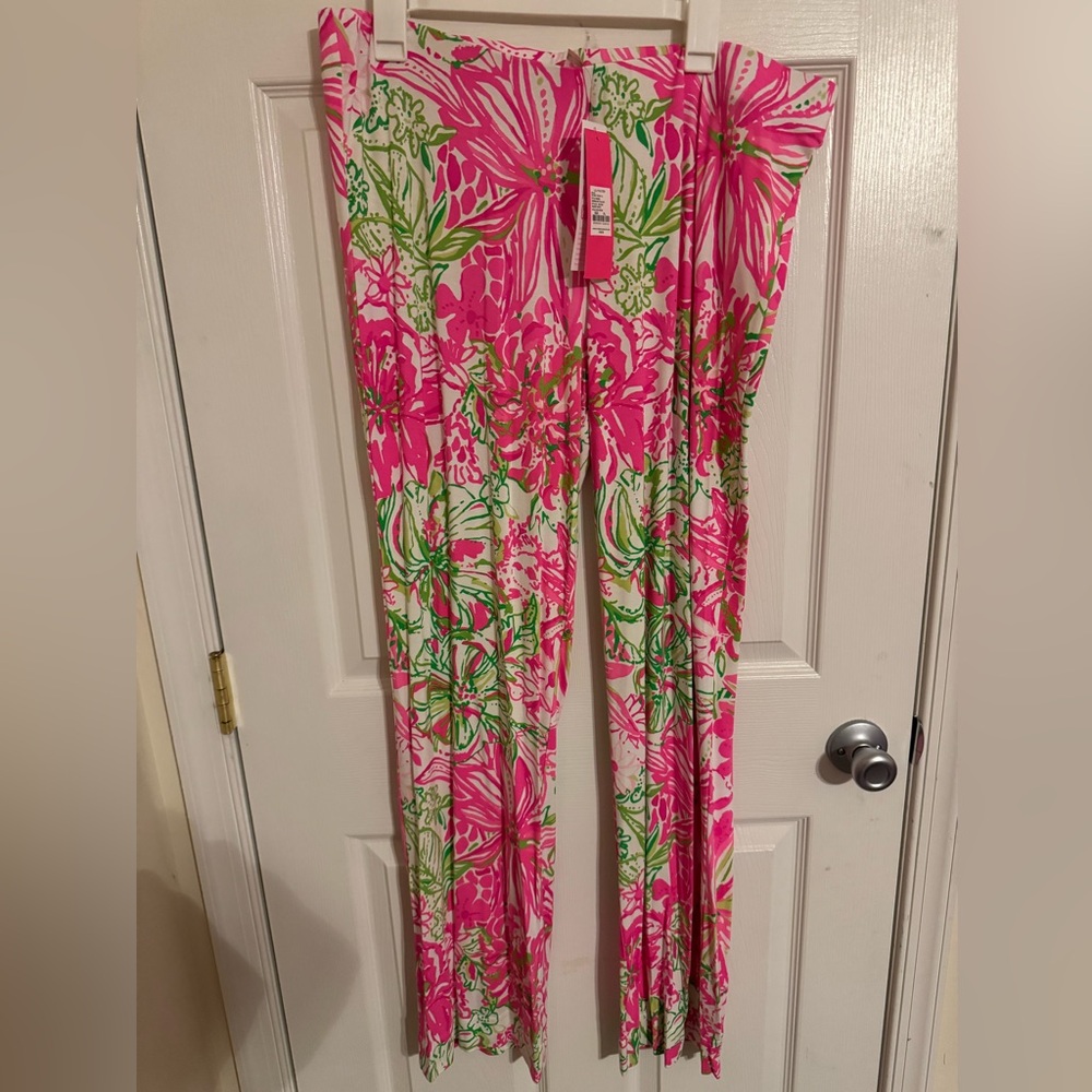 Lilly Pulitzer Pink and Green palazzo pants